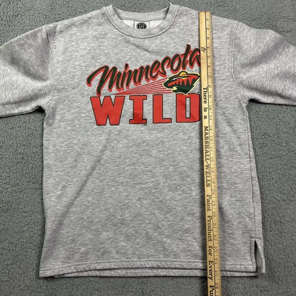 Minnesota‎ Wild Crewneck Sweater Gray Hockey Laces Sweatshirt NHL Size Small - Picture 6 of 7